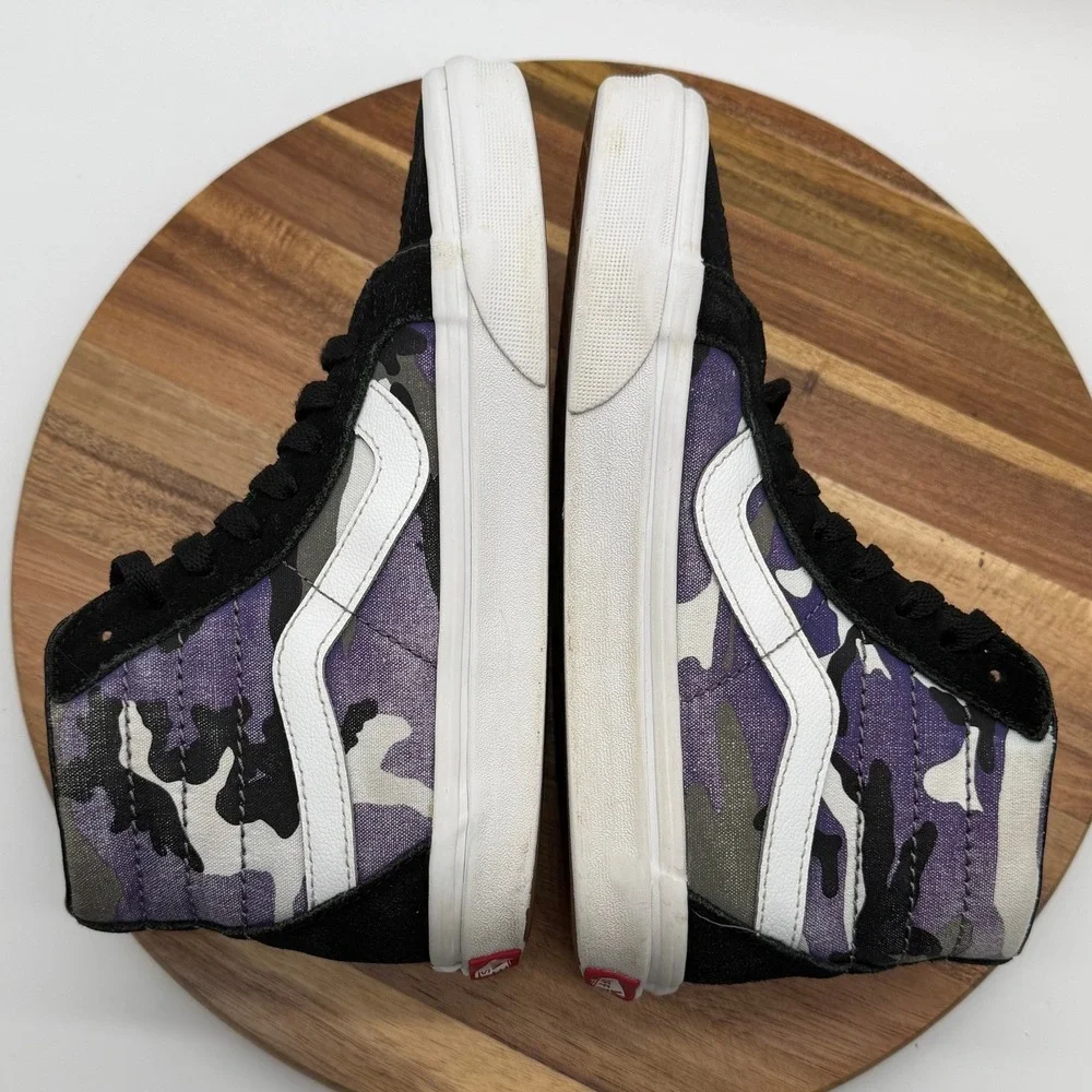 Vans Sk8-Hi Purple Men's 4 1/2/Women's 6 Camo High Top Sneakers Black Suede 0537